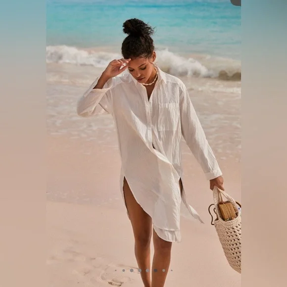 Anthropologie Maeve Maxi Tunic Buttondown Top White NEW $120 SOLD OUT - Picture 8 of 10